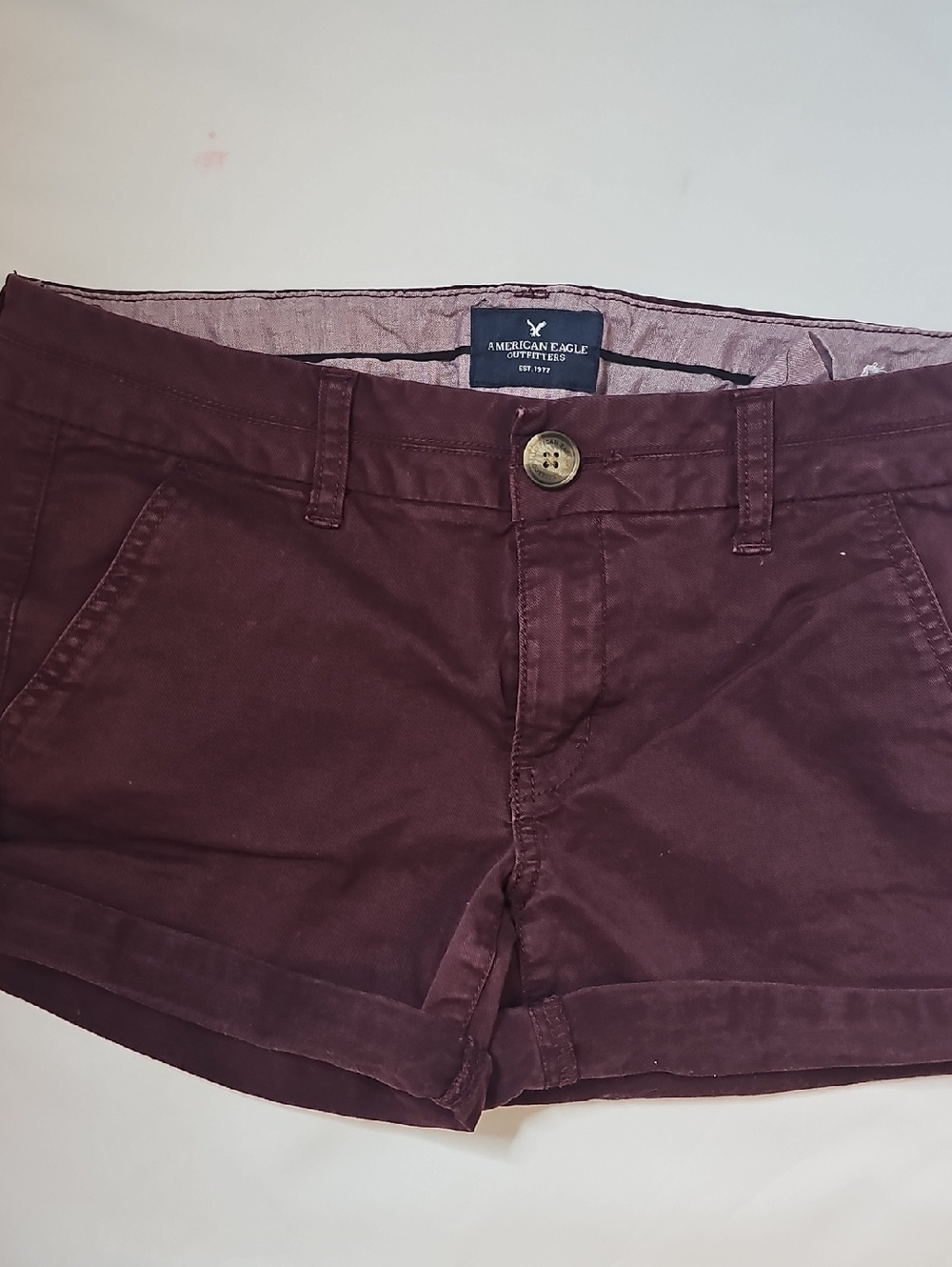 American Eagle Outfitters Women’s Wine Jean Shorts - Picture 4 of 6